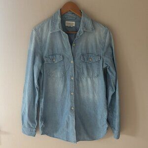 Denim & Supply Ralph Lauren Distressed Ombre Light Blue Denim Shirt Women's M